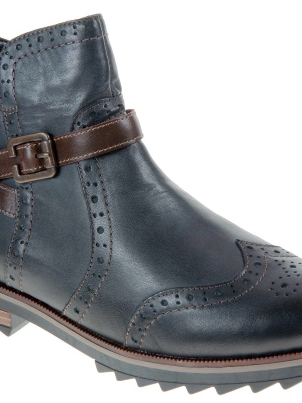 Remonte Navy and Brown Leather Women's Chukka Boot